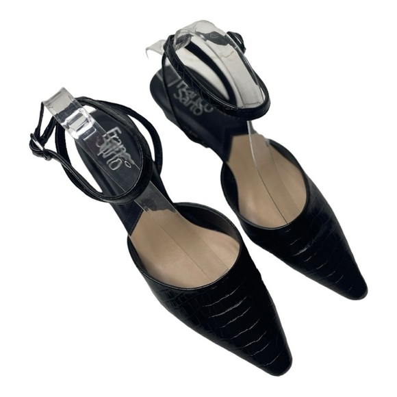 Franco Sarto Women’s Solange Black Croc Embossed Pointed Toe Heels - Picture 9 of 9